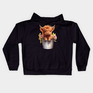 Image Of A Lovely Miniature Scottish Cow Kids Hoodie